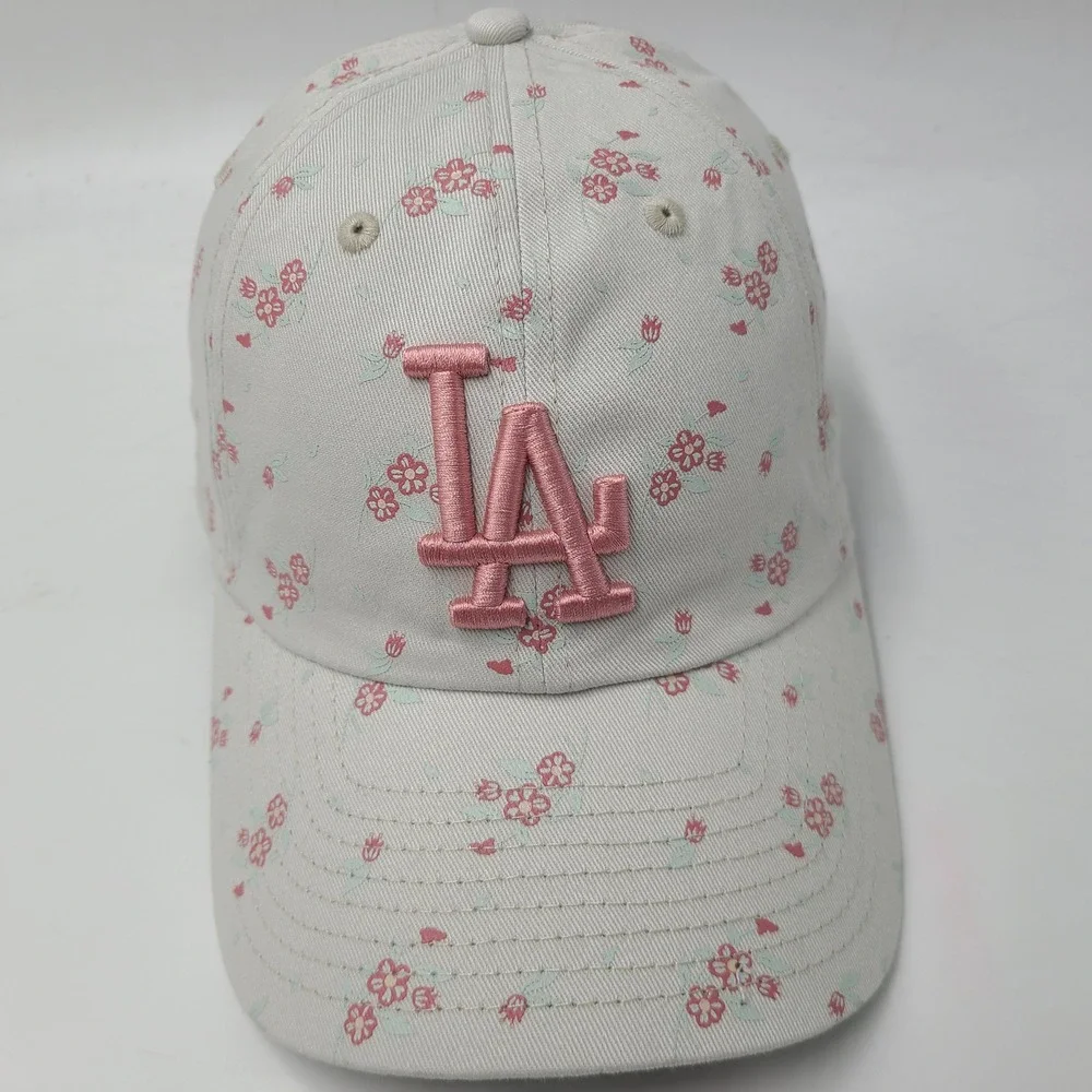 Women Los Angeles Dodgers Hat Strapback New Era Gray Pink Floral All Over Print